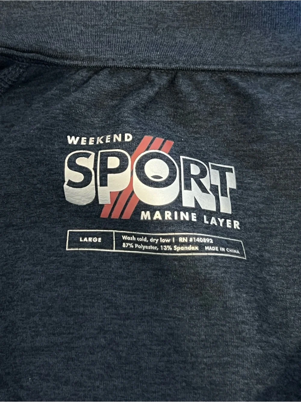 Marine Layer Navy Weekend Sport Logo Tee with Red Accents size L